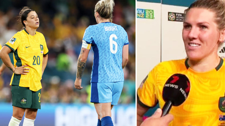 Sam Kerr and Millie Bright after swapping shirts.