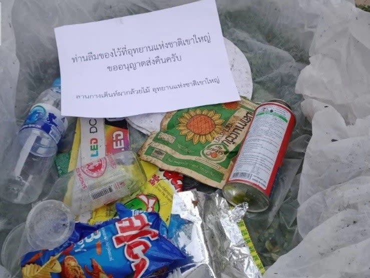 Litter collected from Khao Yai National Park in Thailand (Screengrab  /  Facebook)
