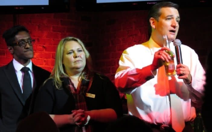 Ali Alexander, Blog Bash co-organizer Melissa Clouthier and Ted Cruz at Blog Bash in 2013. (Photo: YouTube)