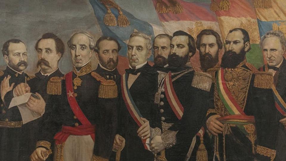 Alegoría a los presidentes de las repúblicas aliadas en la guerra de Chile con España