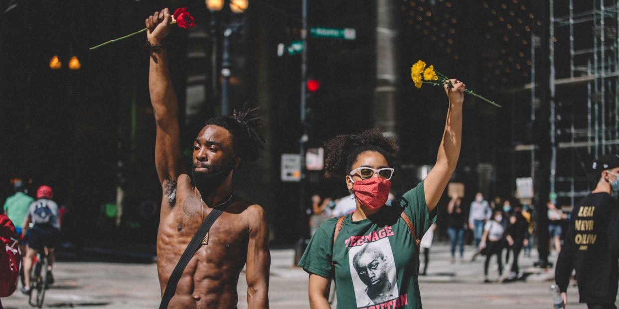 Protesters in solidarity George Floyd