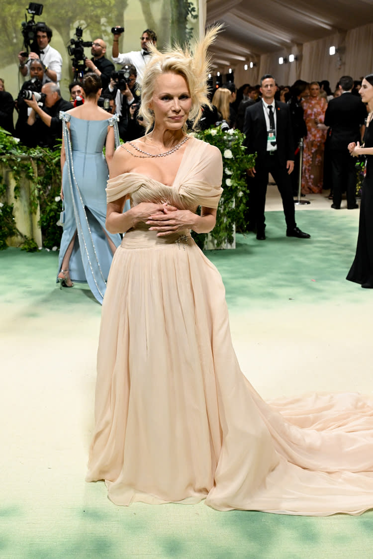 Pamela Anderson at the 2024 Met Gala: "Sleeping Beauties: Reawakening Fashion" held at The Metropolitan Museum of Art on May 6, 2024 in New York City.