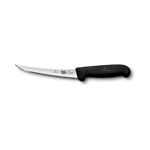 Victorinox curved kitchen boning knife against white background