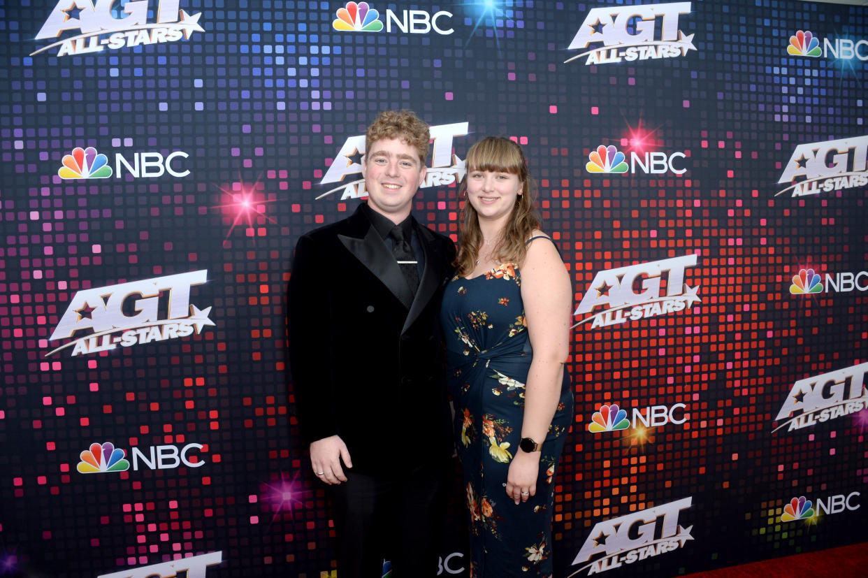 Tom Ball and his wife attend the America's Got Talent red carpet. (Getty)