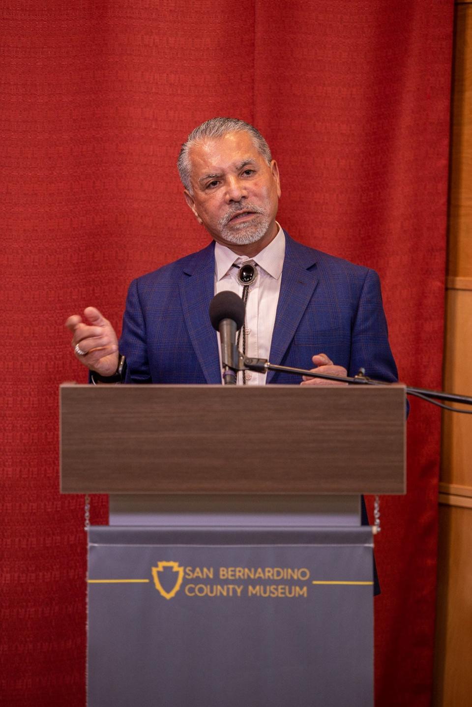 Ken Ramirez, chairman of the San Manuel Band of Mission Indians, speaks during a ceremony at the San Bernardino County Museum in Redlands on Wednesday, Nov. 17, 2021.