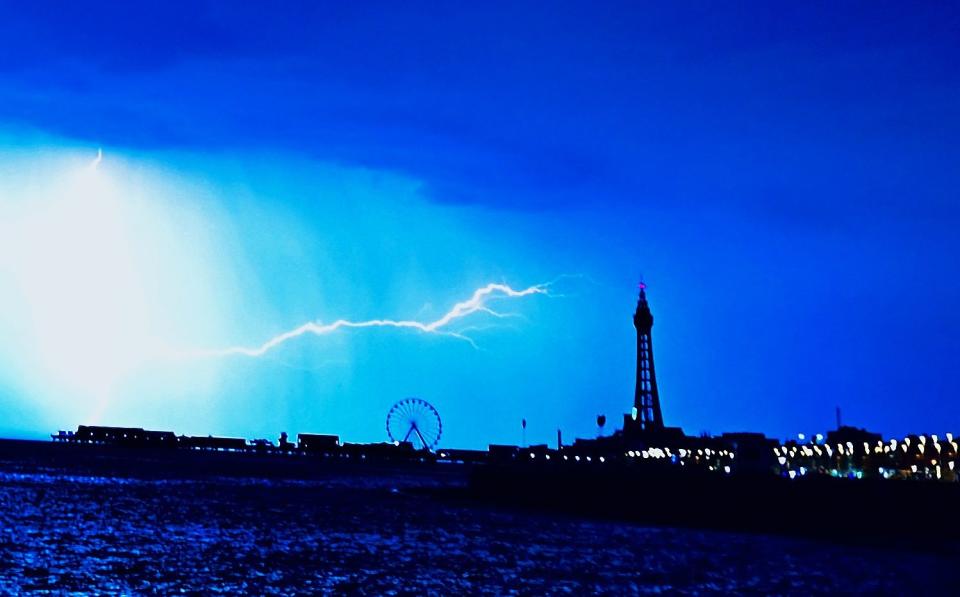 Lightning over Blackpool, in Lancashire - Dave Nelson/Mirrorpix