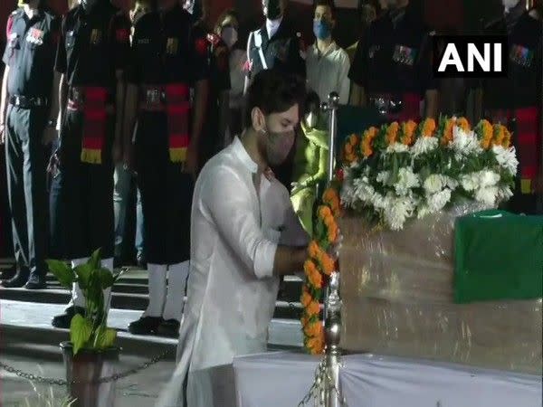 Chirag Paswan - son of Union Minister and Lok Janshakti Party (LJP) leader and other members of the family paid tribute to the late leader here at the Patna Airport. 