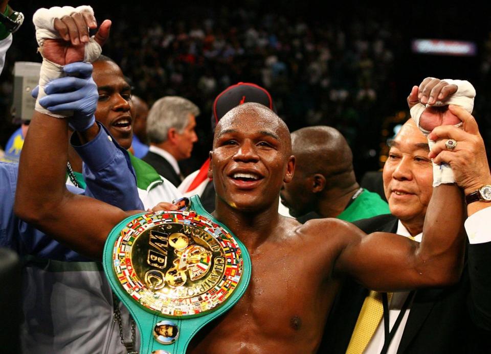 Mayweather after his famous victory over De La Hoya in 2007 (Getty)