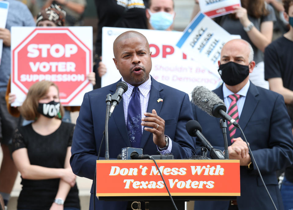 Texas House Representative Ron Reynolds speaks during the "Texans Rally For Our Voting Rights" event at the Texas Capitol Building on May 8, 2021 in Austin, Texas. (Photo by Gary Miller/Getty Images) (Photo: Gary Miller via Getty Images)