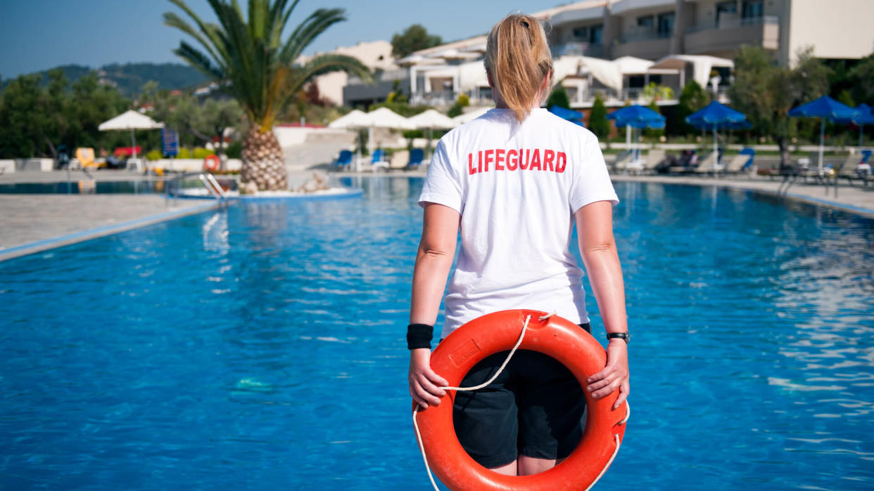 female lifeguard on duty