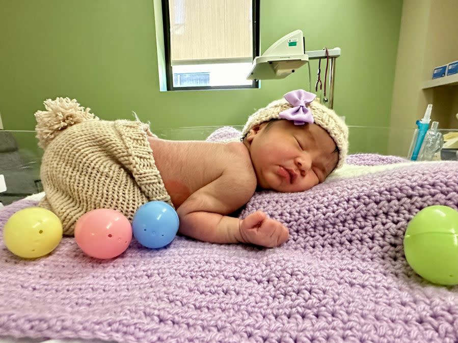 Easter Bunny visits babies in the NICU at St. David’s Round Rock Medical Center. (Photo courtesy: St. David’s Round Rock Medical Center)
