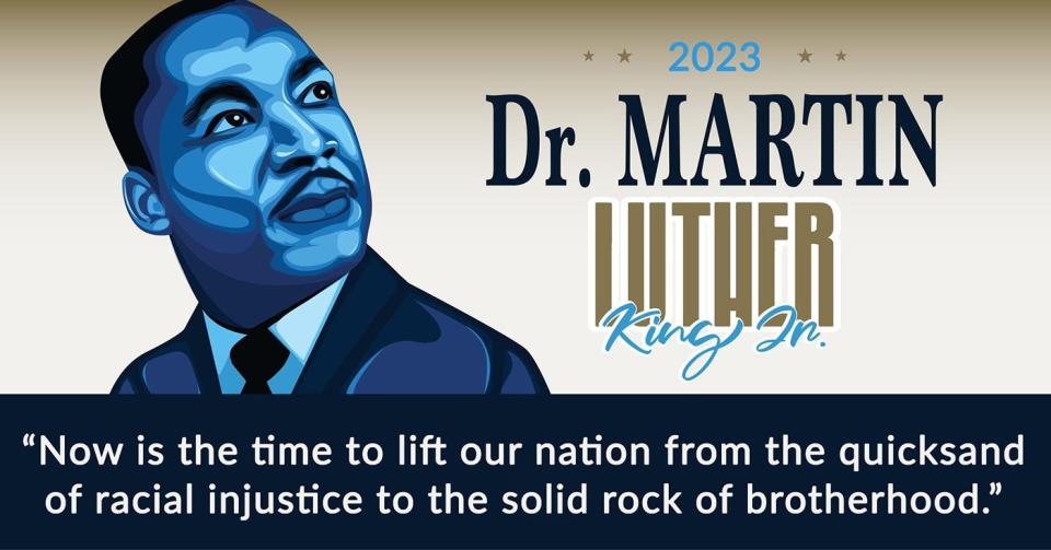 A promotional graphic for the Dr. Martin Luther King Jr. Commission of Mid-Michigan celebration event this year on Jan. 16, 2023.