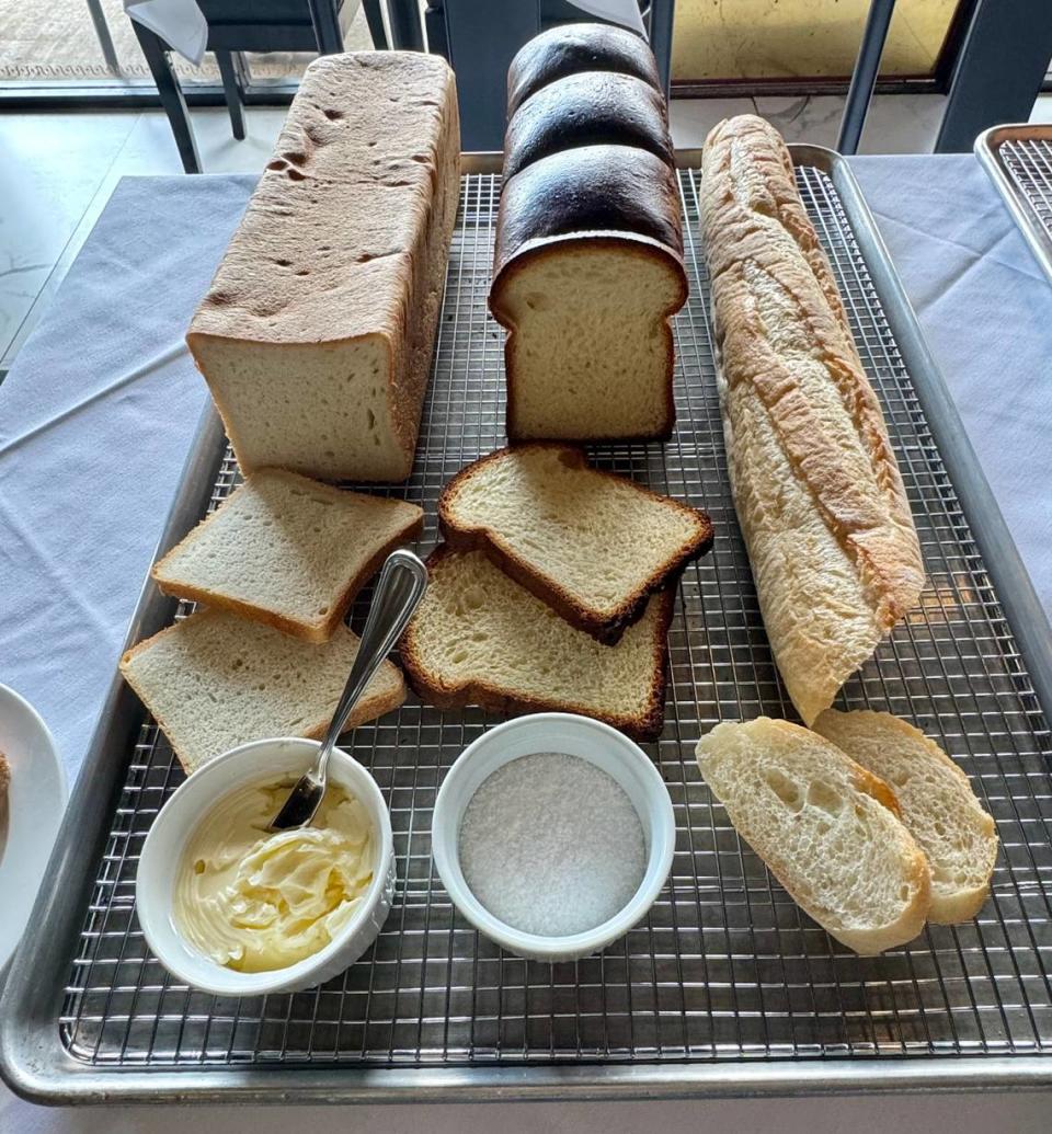 Among the breads Georges French Bistro pastry chef Colin Renner is making in the restaurant’s new French bakery: pain de mie sandwich bread, left, French-style brioche, center and French baguettes. Denise Neil/The Wichita Eagle