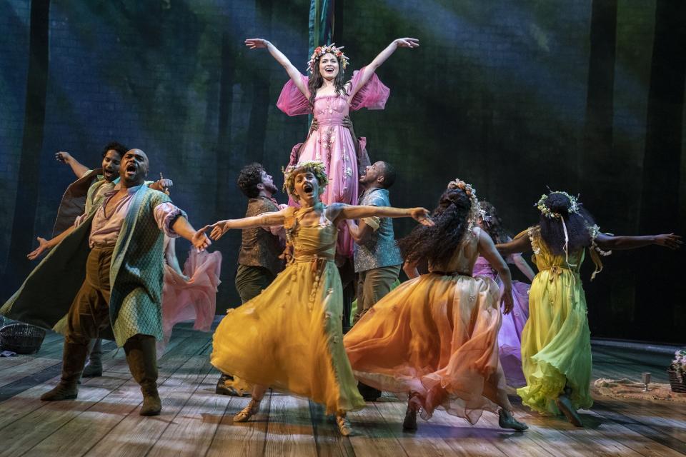 LCT Camelot #328r - Phillipa Soo (center) and company in Lincoln Center Theater's production of CAMELOT. Credit to Joan Marcus