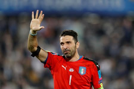 Football Soccer - Germany v Italy - EURO 2016 - Quarter Final - Stade de Bordeaux, Bordeaux, France - 2/7/16 Italy's Gianluigi Buffon reacts after the penalty shootout REUTERS/Darren Staples Livepic