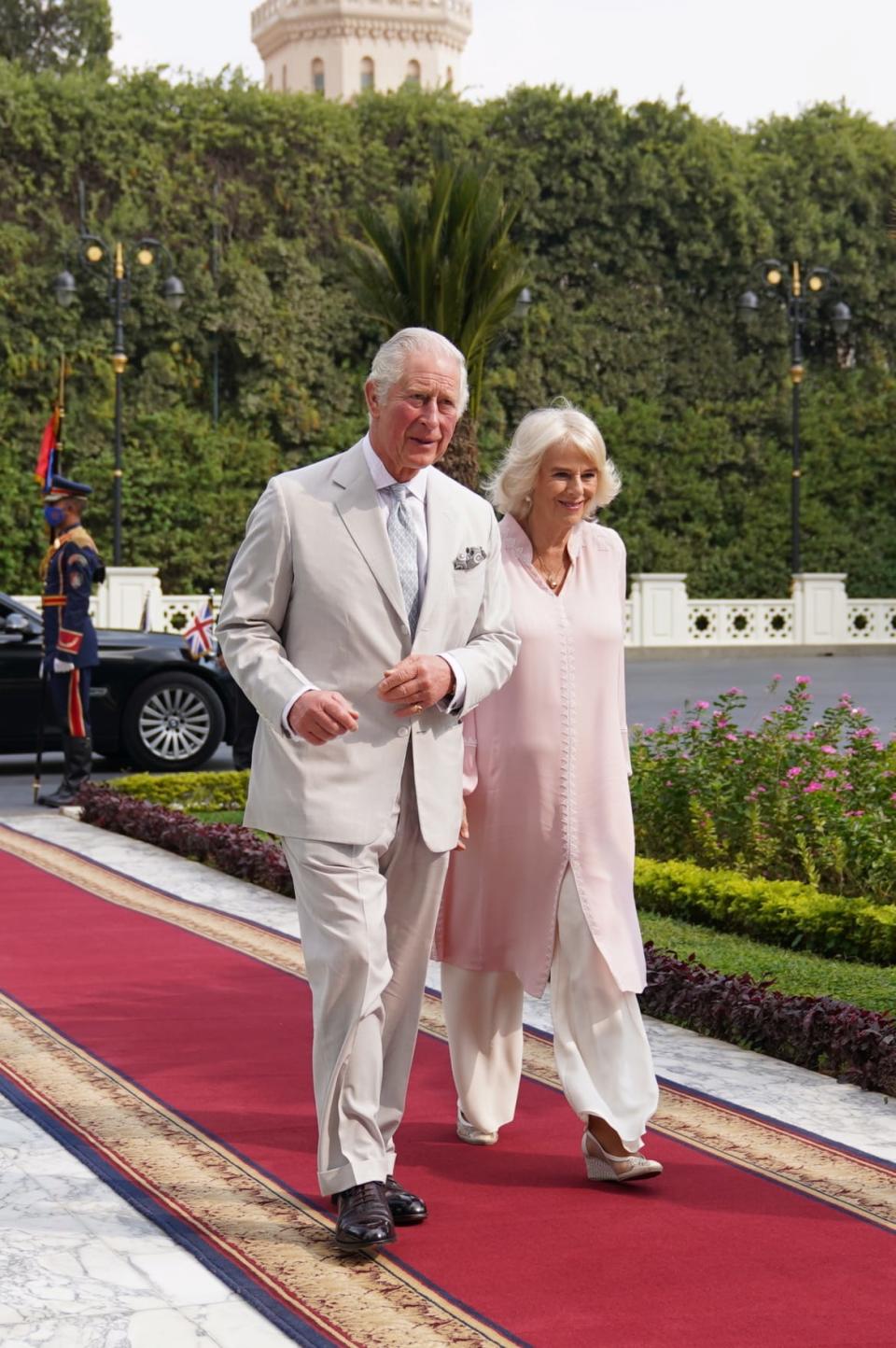 <div class="inline-image__caption"><p>Britain's Charles, Prince of Wales, and Camilla, Duchess of Cornwall, arrive to meet Egypt's President Abdel Fattah el-Sisi and First Lady Entissar Amer at Al-Ittihadiya Palace, on the third day of their tour of the Middle East, in Cairo, Egypt November 18, 2021.</p></div> <div class="inline-image__credit">Joe Giddens/Pool via REUTERS</div>