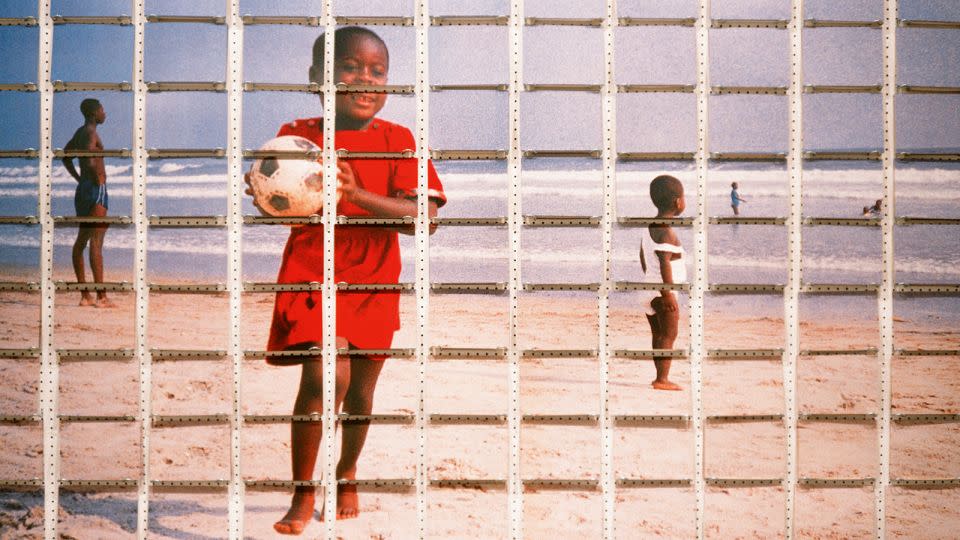 An installation view of Virginia Nimarkoh's "Afrotopia 1," from 1991. - Courtesy the artist/MACK