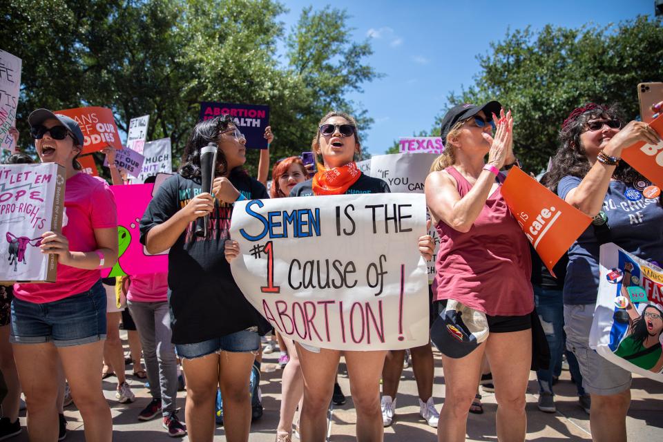 Abortion rights supporters rally at the Texas Capitol on May 14, 2022, in Austin, Texas.