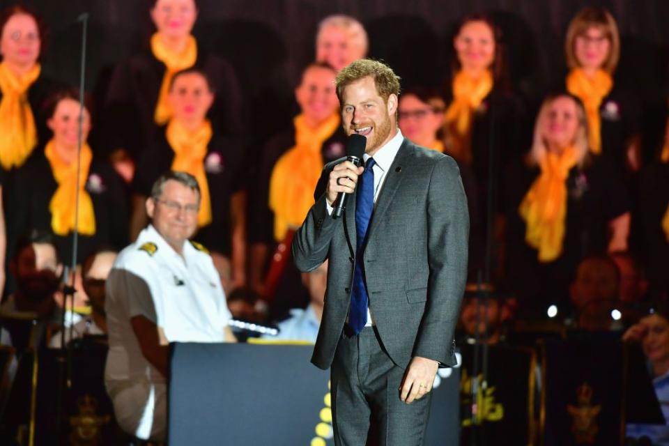 <p><strong>20 October </strong>Prince Harry gave a speech at the opening ceremony and revealed how happy the couple are to have been able to "celebrate the personal joy" of their baby news.</p>