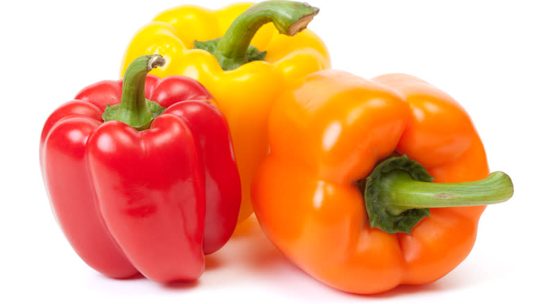 Three colors of bell peppers 