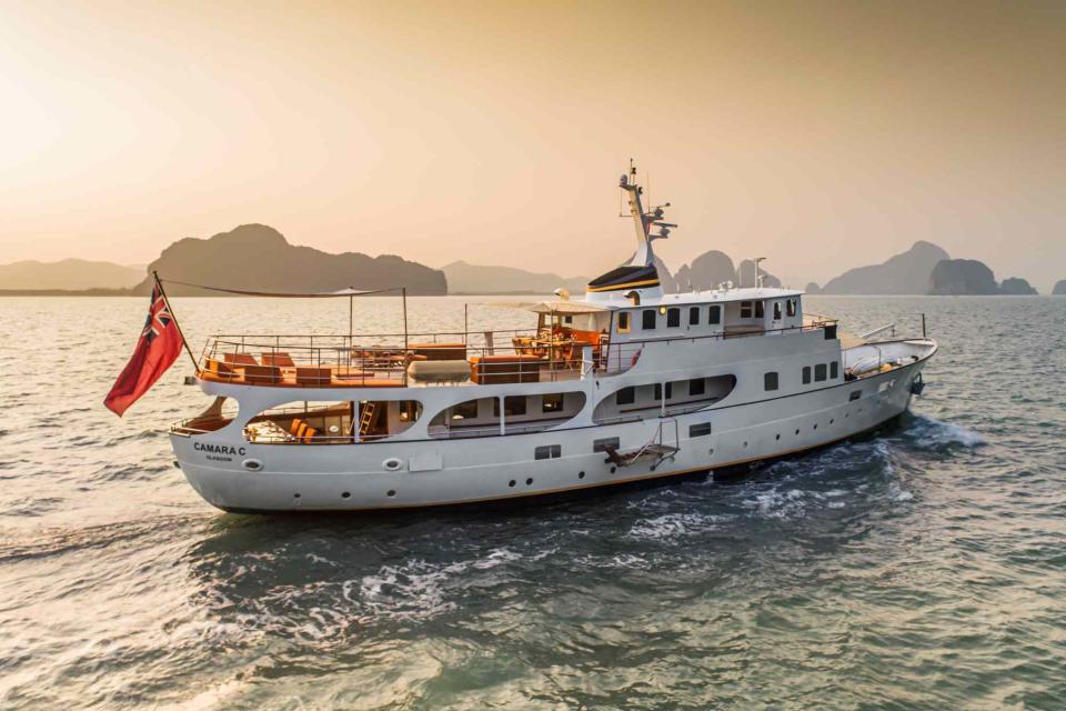 <p>COURTESY OF FRASER</p> The 12-passenger yacht Camara C off the coast of Thailand.