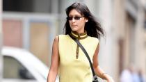 <p>Bella Hadid is New York City cool while grabbing green juice on July 29.</p>