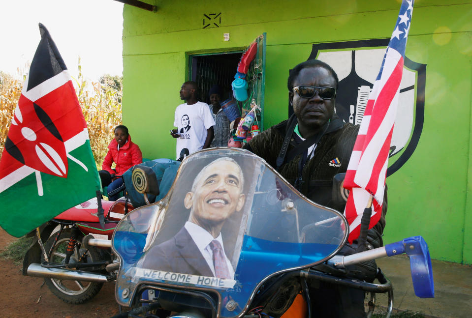 <p>A resident seats on his motorbike ahead of the visit by the former U.S. President Barack Obama to his ancestral Nyangoma Kogelo village in Siaya county, western Kenya July 16, 2018. (Photo: Thomas Mukoya/Reuters) </p>