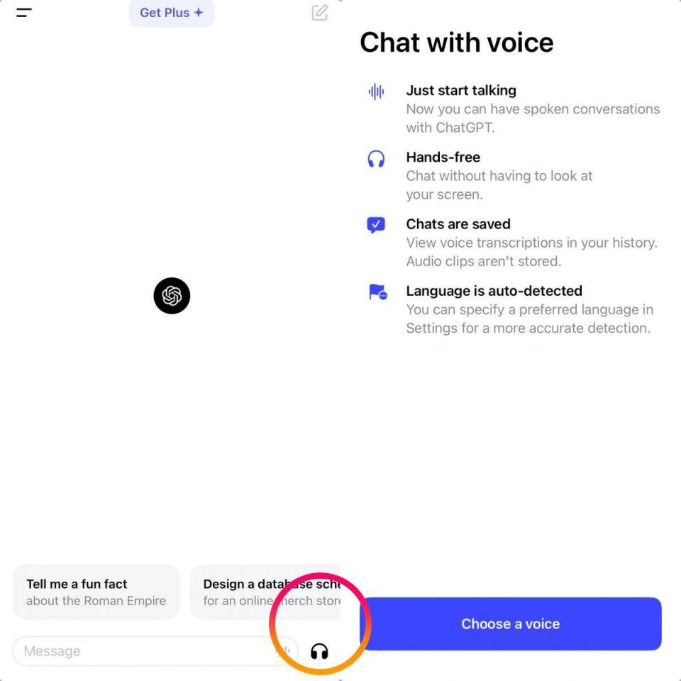 ChatGPT App對話框右邊多了一個小麥克風圖案，即是語音對話功能。圖片來源：CaVa