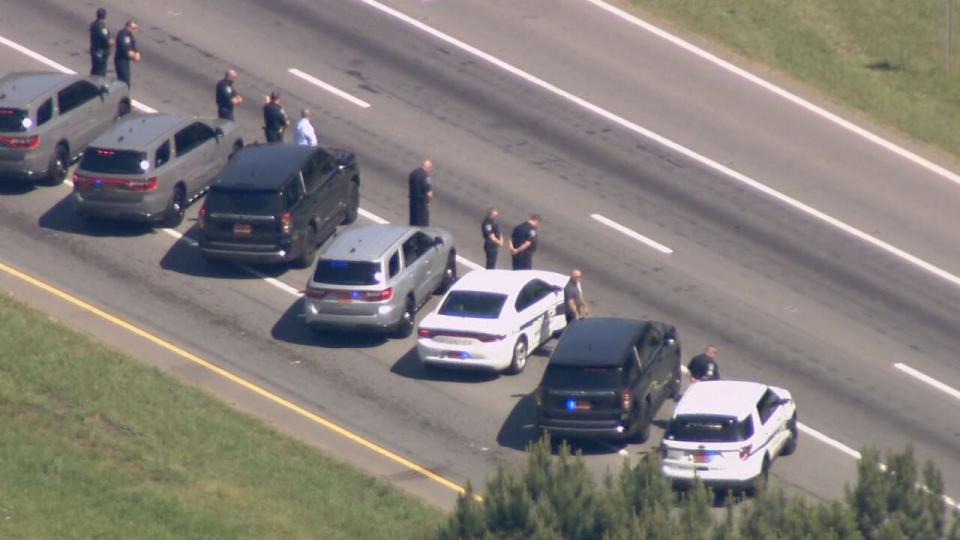 A procession was held for Alden Elliott, one of the four officers killed in the line of duty Monday. Agencies and individuals saluted the cars that would take Elliott to his funeral in Catawba.