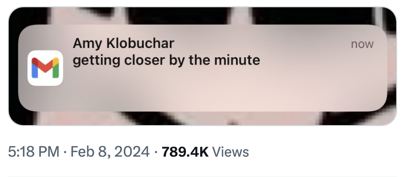 "Amy Klobuchar getting closer by the minute"