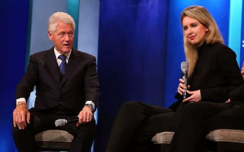 Elizabeth Holmes with former US President Bill Clinton in 2015 - Credit: FilmMagic