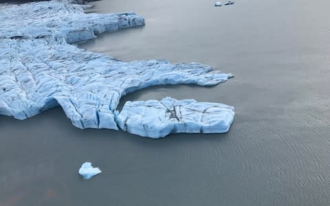 A warm winter and spring have caused the ice on Spencer Glacier to recess and thin so much that it has become impractical to walk onto the ice at the 'toe' - Credit: Ascending Path, LLC