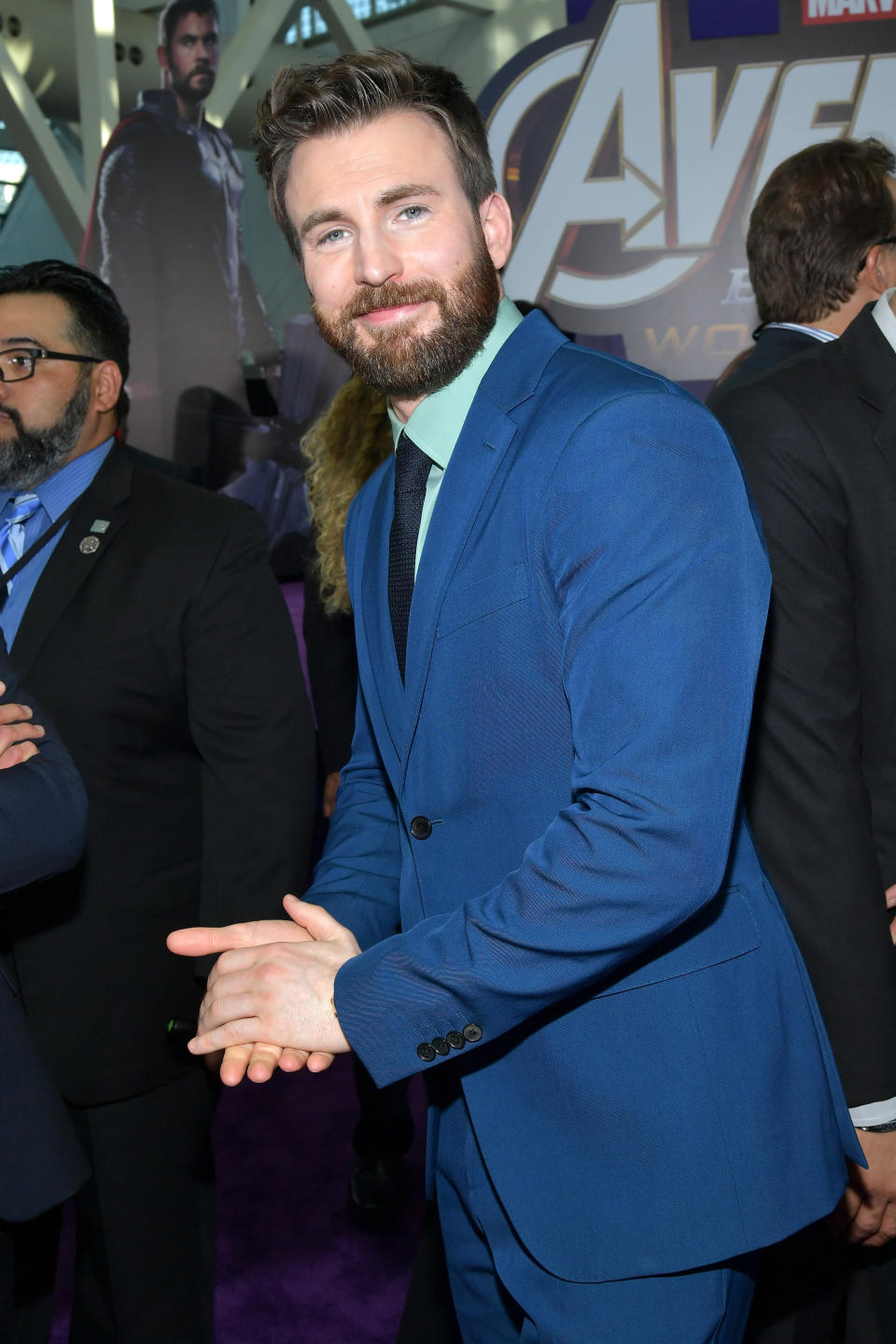 Evans at the "Avengers: Endgame" premiere in 2019