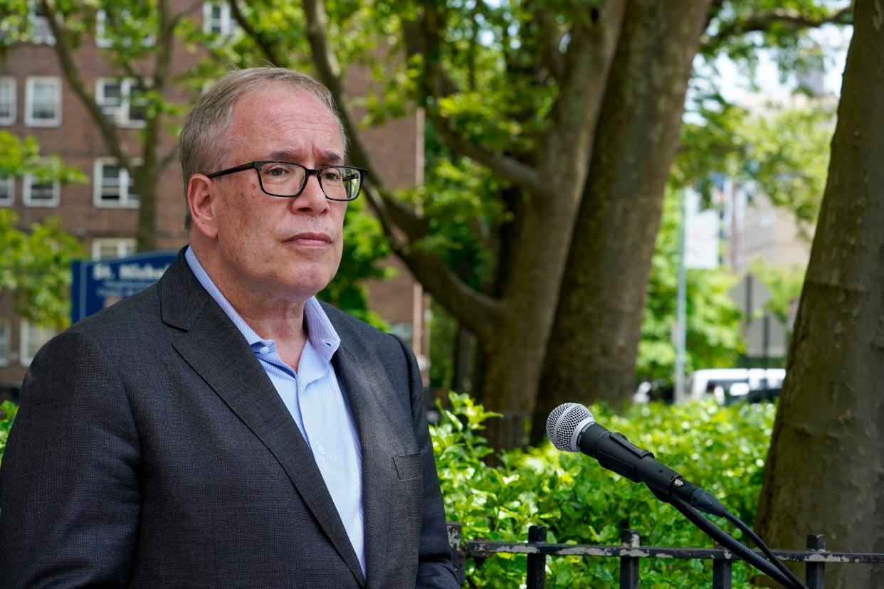 New York City Comptroller and Democratic mayoral candidate Scott Stringer speaks to reporters during a news conference,  June 9, 2021, in New York. 