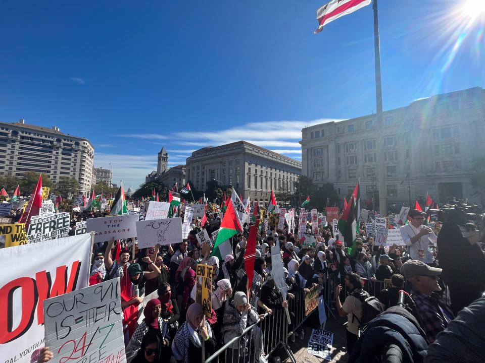 Thousands of people gathered in Washington DC to call for a cease-fire in Gaza.