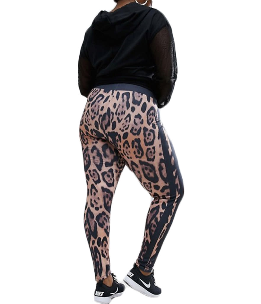ASOS Curve Leopard Print Leggings With Side Stripe