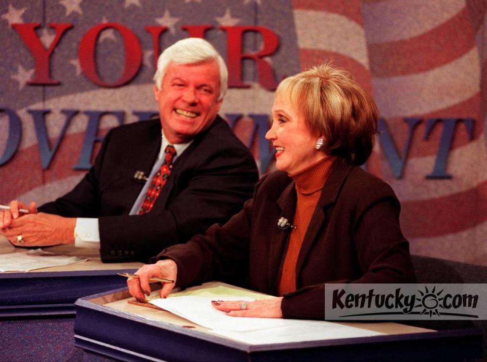 Sue Wylie interviewed former Gov. John Y. Brown during a taping of “Your Government” on Dec. 12, 1997 at WLEX’s studios.