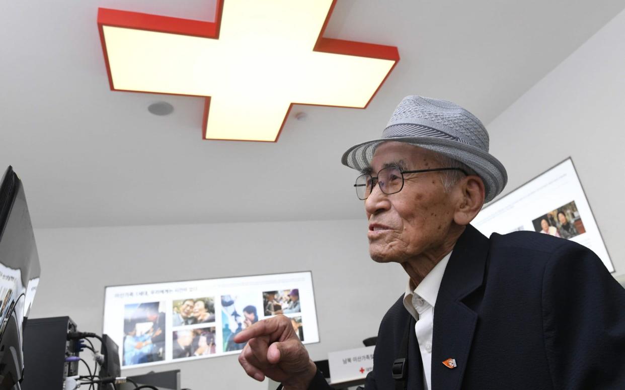 An elderly South Korean man visits the Red Cross office in Seoul to fill out applications for an inter-Korean family reunion programme - AFP