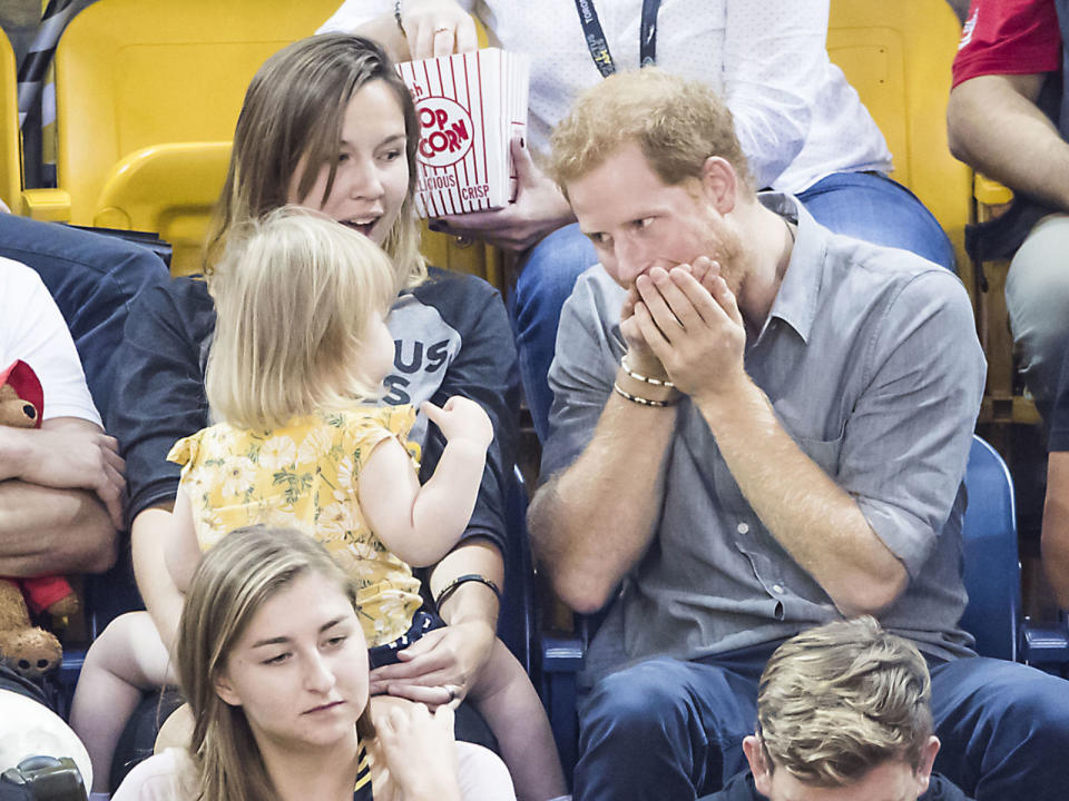 The prince pokes fun at the two-year-old Emily