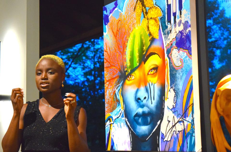 Nigerian-born artist Anu Redway talks about the inspiration behind her art at the interactive art experience Nature Cadence at Inn at Honey Run.