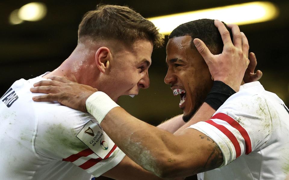 Anthony Watson and Freddie Steward celebrate – Six Nations 2023: Fixtures, results, how to watch and latest odds - David Rogers/Getty Images