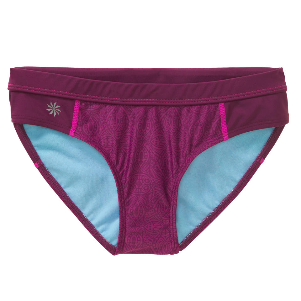 This product image released by Athleta shows a bikini bottom. Swim separates, including bikini and tankini tops, and brief, bikini and short-style bottoms, were introduced into wide distribution several years ago. They were intended to solve a practical problem when consumers needed a bigger top or bigger bottom, but women have since started using them to make a style statement. (AP Photo/Athleta)