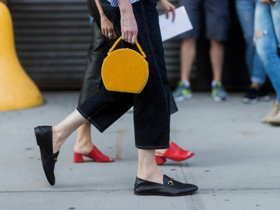 <p>A suede circular tote that will inject a dose of much-needed colour into any winter wardrobe.</p>