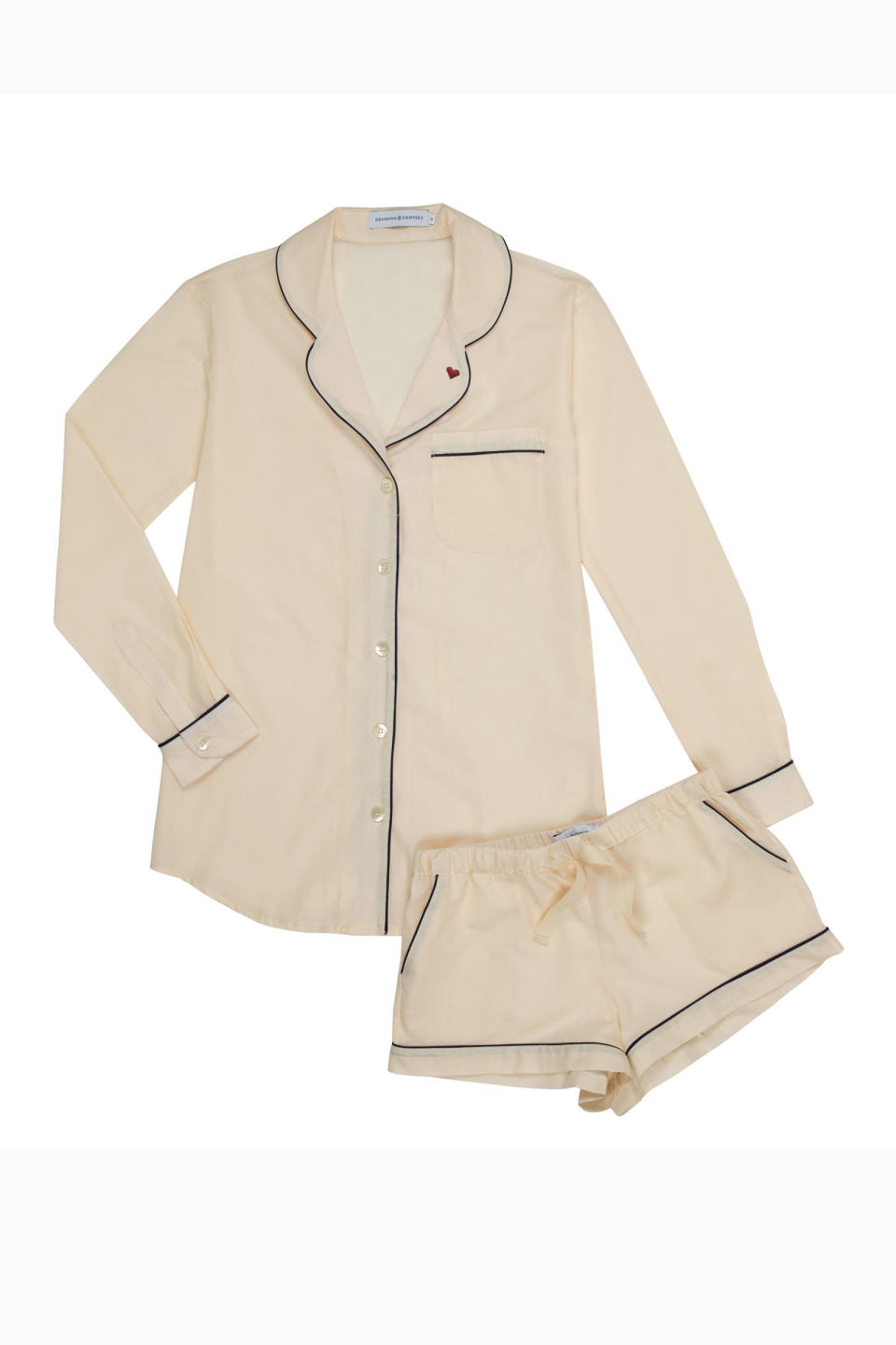 <p>Whether you're flying solo on Valentine's Day or have a partner to snuggle up with, Desmond & Dempsey's classic cream pyjama set is the perfect balance of chic and comfortable. The embroidered heart motif adds a hint of romance.</p><p><em>Luxury cotton pyjamas, £130, </em><a rel="nofollow noopener" href="https://desmondanddempsey.com/collections/women/products/classic-cream-signature-set" target="_blank" data-ylk="slk:Desmond & Dempsey;elm:context_link;itc:0;sec:content-canvas" class="link "><em>Desmond & Dempsey</em></a></p>