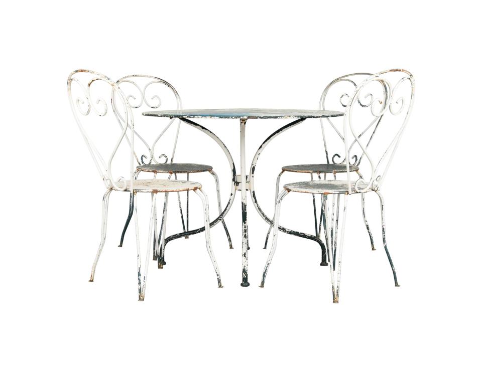 <p><a href="https://standoutspaces.com/collections/outdoor/products/french-provincial-painted-wrought-iron-outdoor-garden-patio-set" rel="nofollow noopener" target="_blank" data-ylk="slk:Shop Now;elm:context_link;itc:0;sec:content-canvas" class="link ">Shop Now</a></p><p>Stand Out Spaces</p><p>standoutspaces.com</p><p>$2300.00</p><span class="copyright">Stand Out Spaces</span>