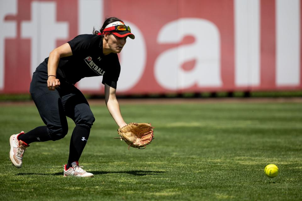Hayley Denning fields a ball during a Utah softball practice at the Dumke Family Softball Stadium in Salt Lake City on Tuesday, May 16, 2023. | Spenser Heaps, Deseret News