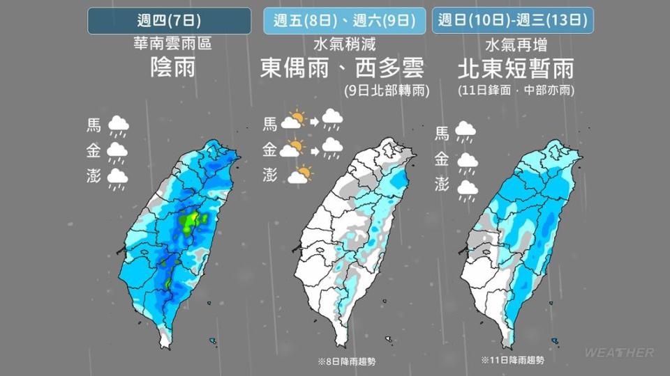 一週降雨趨勢。（圖／中央氣象署）