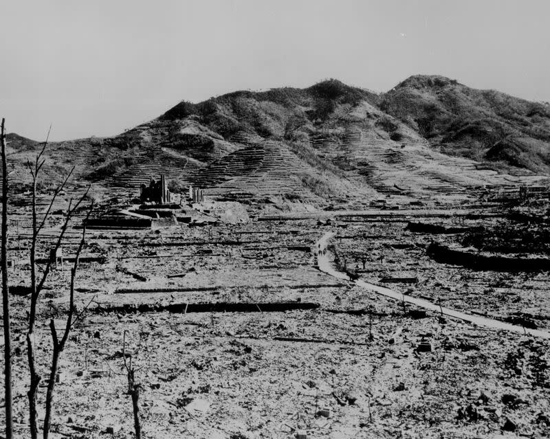 FILE PHOTO: National Archive handout photo showing the atomic bomb aftermath in Nagasaki