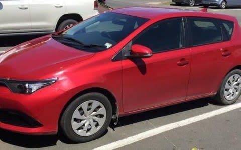 A 2016 red Toyota Corolla hire car that police are analysing as part of a probe into the death of Grace Millane - Credit: PA