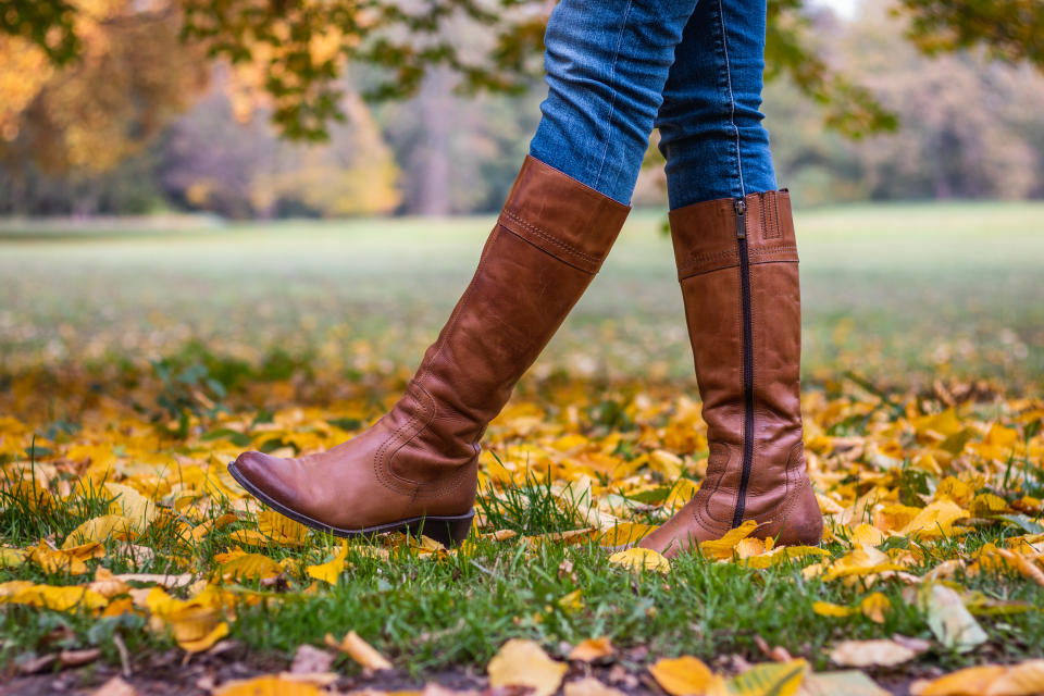 Fashion model in autumn park